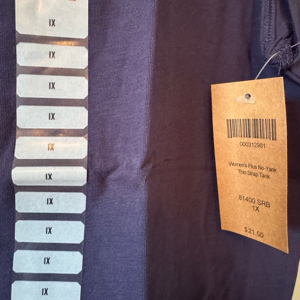 NWT Women's Plus No-Yank Tank Thin Strap Tank - Navy - 1x